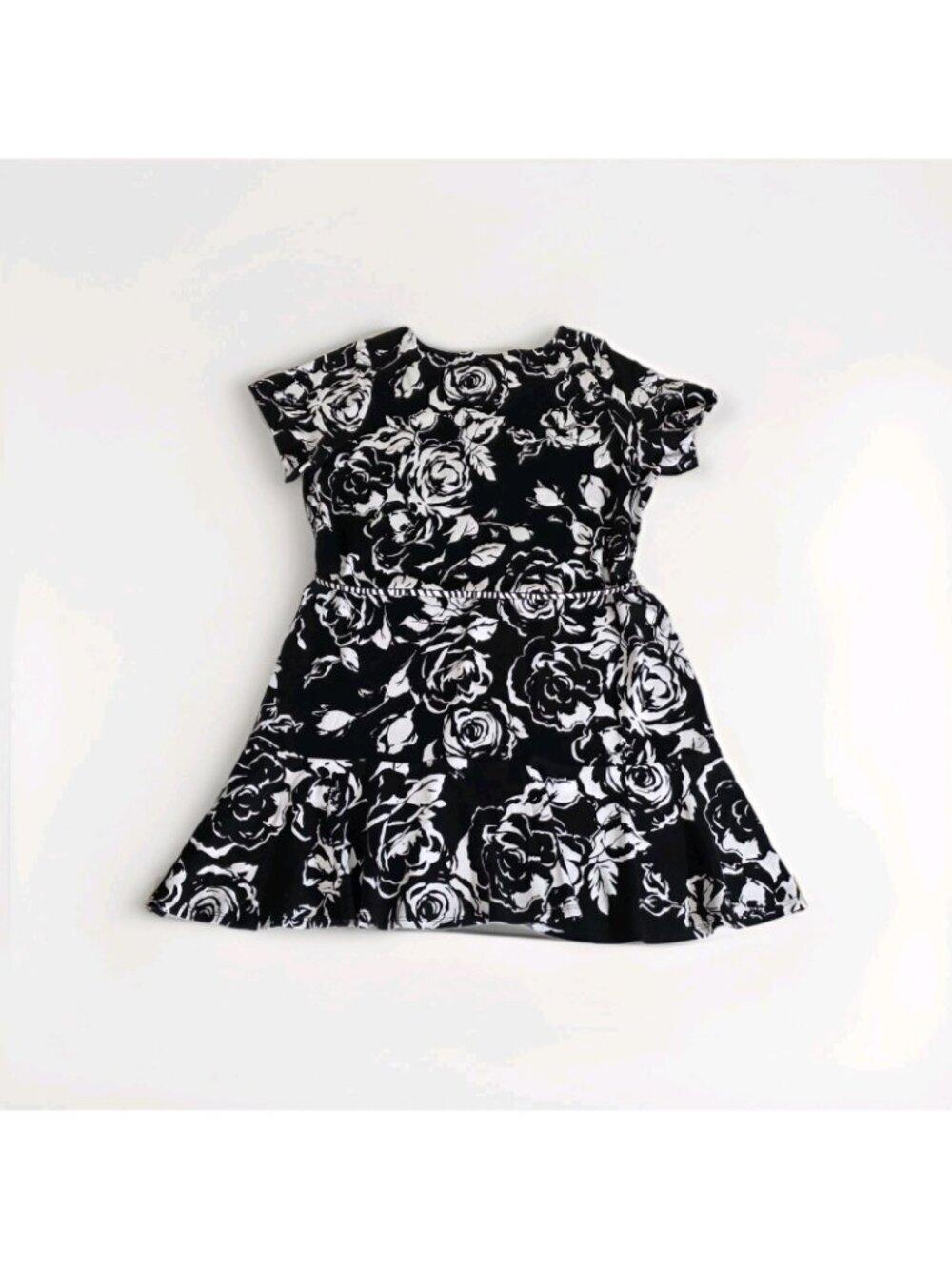 Ralph Lauren Midi Dress Plus Size 3X Black White Floral Ruffled Hem Belt Viscose - Picture 16 of 16